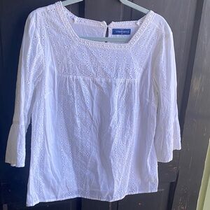 Weekend White Eyelet Cotton Blouse - Square Neck